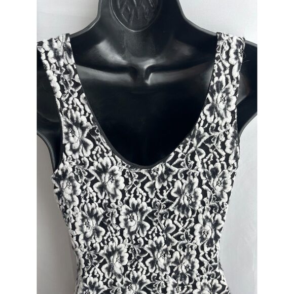 a'reve Romantic Lace Insert Floral Mini Dress Black White Size S Retro A Line - Picture 7 of 12